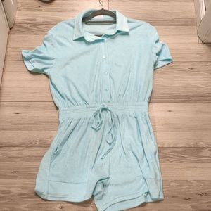 Pink Lily Women's Terry Romper size M, Mint